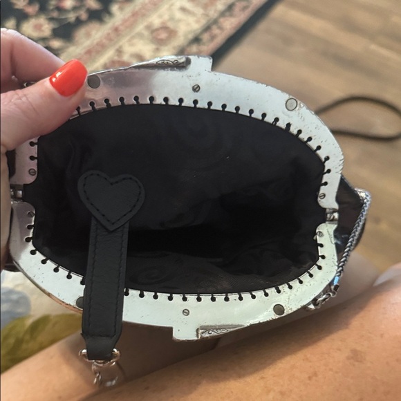 Brighton Black Crocodile-Embossed Clutch with Chain- vintage - Picture 3 of 9